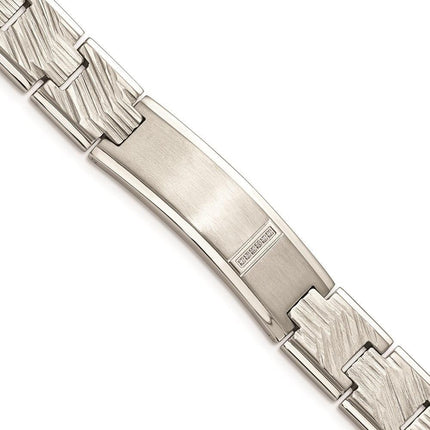 Stainless Steel Polished and Matte CZ Bracelet ,