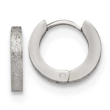 Stainless Steel Polished and Sand Blasted 2.0mm Hinged Hoop Earrings ,