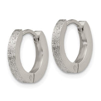 Stainless Steel Polished and Sand Blasted 2.0mm Hinged Hoop Earrings ,