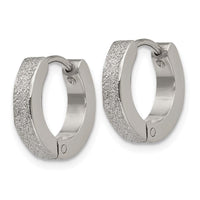 Stainless Steel Polished and Sand Blasted 3.0mm Hinged Hoop Earrings ,
