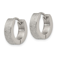 Stainless Steel Polished and Sand Blasted 4.0mm Hinged Hoop Earrings ,