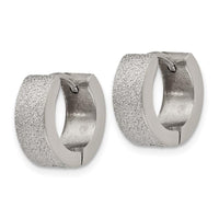 Stainless Steel Polished and Sand Blasted 5.0mm Hinged Hoop Earrings ,