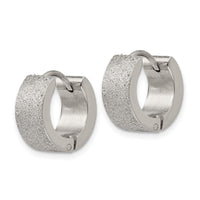 Stainless Steel Polished and Sand Blasted 6.0mm Hinged Hoop Earrings ,