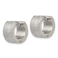 Stainless Steel Polished and Sand Blasted 7.0mm Hinged Hoop Earrings ,