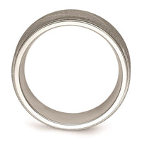 Stainless Steel Polished and Satin Beveled Edge 8mm Band ,