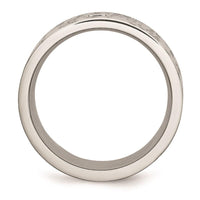 Stainless Steel Polished and Satin w/Black CZ Ring ,