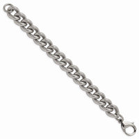 Stainless Steel Polished and Textured 14.5mm Curb 8.25in Bracelet ,
