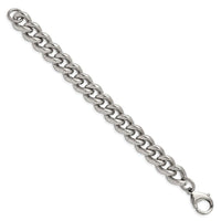 Stainless Steel Polished and Textured 14.5mm Curb 8in Bracelet ,