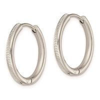 Stainless Steel Polished and Textured 2.5mm Hinged Hoop Earrings ,