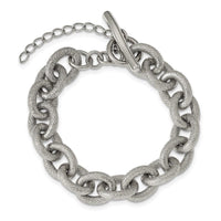 Stainless Steel Polished and Textured 7 inch Bracelet ,