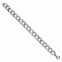 Stainless Steel Polished and Textured 8 inch Link Bracelet ,