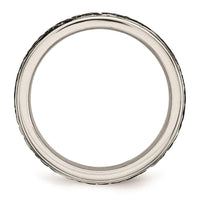 Stainless Steel Polished and Textured Black Ip-plated Band ,