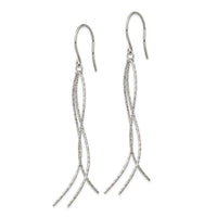 Stainless Steel Polished and Textured Dangle Shepherd Hook Earrings ,