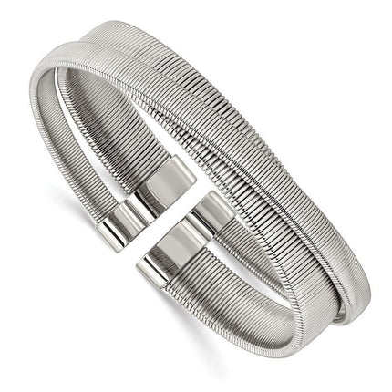 Stainless Steel Polished and Textured Moveable Cuff Bangle ,