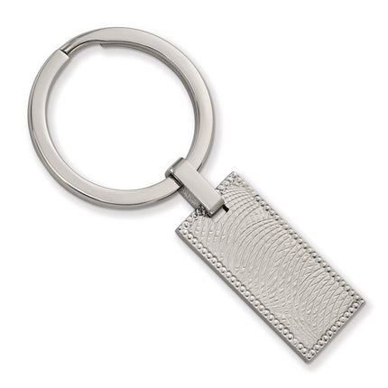 Stainless Steel Polished and Textured Rectangular Key Ring ,
