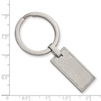 Stainless Steel Polished and Textured Rectangular Key Ring ,