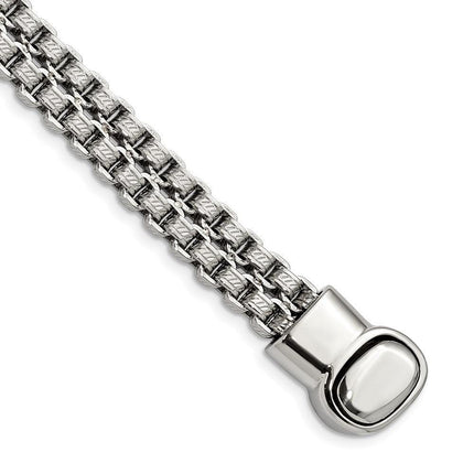 Stainless Steel Polished and Textured Rolo Link 8.75in Bracelet ,
