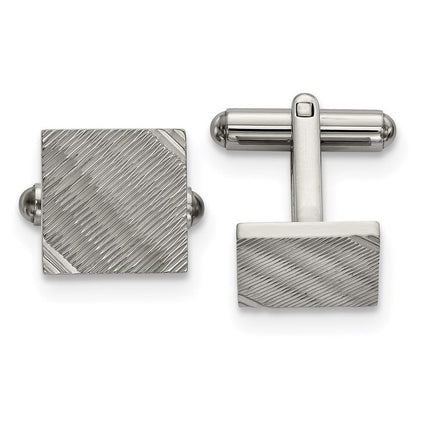 Stainless Steel Polished and Textured Square Cufflinks ,