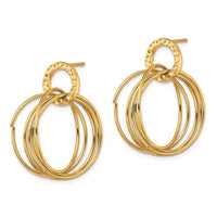 Stainless Steel Polished & Textured Yellow IP Circles Post Dangle Earrings ,