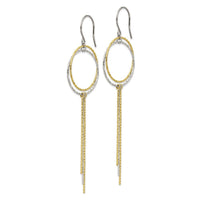 Stainless Steel Polished and Textured Yellow IP Shepherd Hook Earrings ,