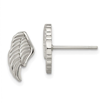 Stainless Steel Polished Angel Wing Post Earrings ,