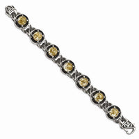 Stainless Steel Polished Antiqued Epoxy Resin w/Gold Tin Bracelet ,