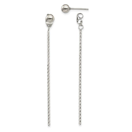 Stainless Steel Polished Bar Front & Back Post Dangle Earrings ,