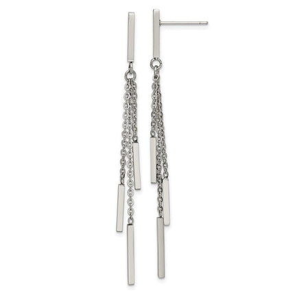 Stainless Steel Polished Bar Post Dangle Earrings ,