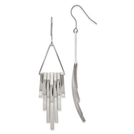 Stainless Steel Polished Bar Shepherd Hook Dangle Earrings ,