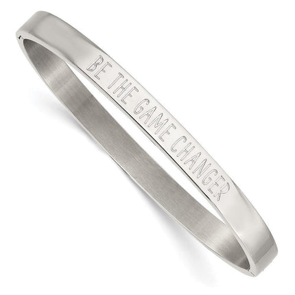 Stainless Steel Polished Be the Game Changer 6mm Hinged Bangle ,