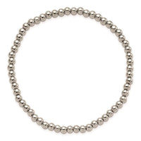 Stainless Steel Polished Beaded Stretch Bracelet ,