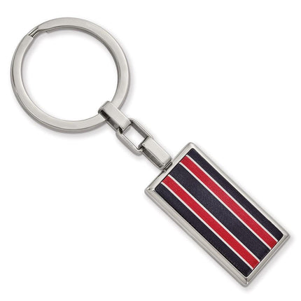 Stainless Steel Polished Black and Red Fiber Glass Key Chain ,