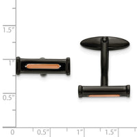 Stainless Steel Polished Black and Rose IP-plated Cuff Links ,