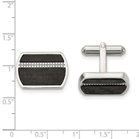 Stainless Steel Polished Black Carbon Fiber Inlay Cufflinks ,