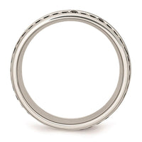 Stainless Steel Polished Black Ceramic Inlay CZ 9.00mm Band ,