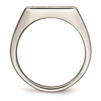 Stainless Steel Polished Black Enameled CZ Signet Ring ,