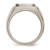 Stainless Steel Polished Black Enameled Ring ,