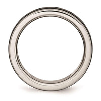 Stainless Steel Polished Black IP Grooved Ring ,