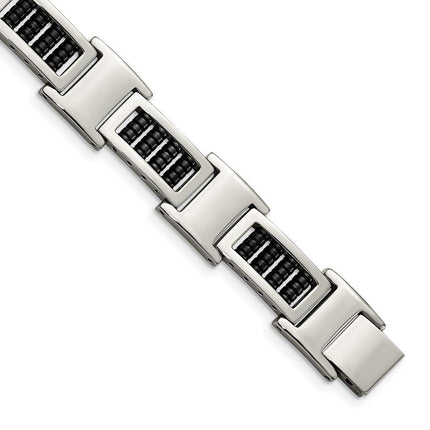 Stainless Steel Polished Black IP Link Bracelet ,