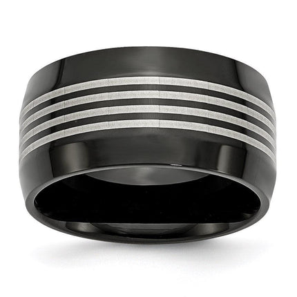 Stainless Steel Polished Black IP-plated 12.00mm Band ,