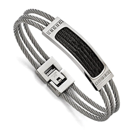 Stainless Steel Polished Black IP-plated .15ct tw. Diamond Bracelet ,