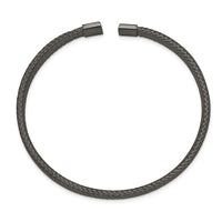 Stainless Steel Polished Black IP-plated 6.00mm Mesh Wire Cuff Bangle ,