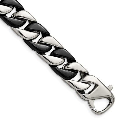 Stainless Steel Polished Black IP-plated 8.75in Bracelet ,