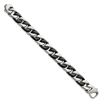 Stainless Steel Polished Black IP-plated 8.75in Bracelet ,