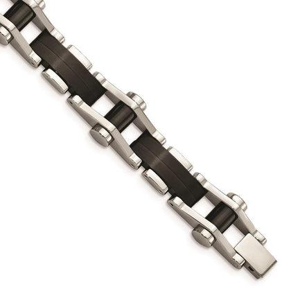 Stainless Steel Polished Black IP-plated 8 inch Bracelet ,