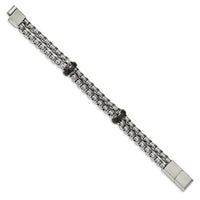 Stainless Steel Polished Black IP-plated 8in w/0.5in ext. Bracelet ,