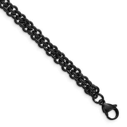 Stainless Steel Polished Black IP-plated 9in Bracelet ,