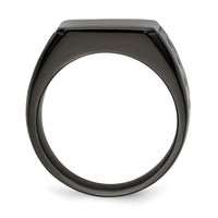 Stainless Steel Polished Black IP-plated Brick Design Signet Ring ,