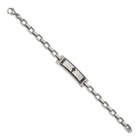 Stainless Steel Polished Black IP-plated Cross 8.5in Link Bracelet ,
