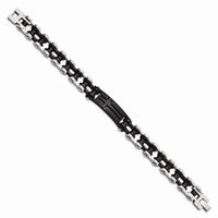 Stainless Steel Polished Black IP-plated Cross 9in ID Bracelet ,